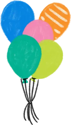 色鉛筆で描いた風船のイラスト