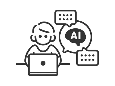 人工知能を活用して仕事をする男性のアイコンのイラスト