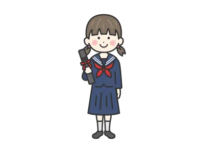 卒業証書を持ったセーラー服を着た女子学生のイラスト