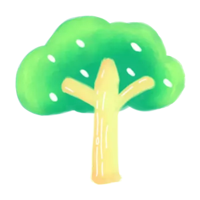 Spring themed pastel colored green gradient tree