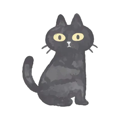 色鉛筆で手描き風ハロウィンの黒猫イラスト