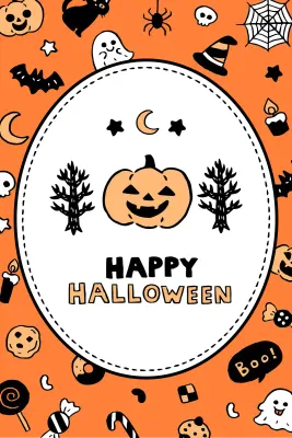 手描き風ポップでかわいいハロウィンモチーフのフレームデザインテンプレート