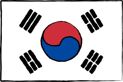Analog hand-drawn world flag, Republic of Korea, Vector Illustration