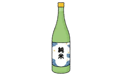 Sake with hand-drawn analog touch, four-part bottle