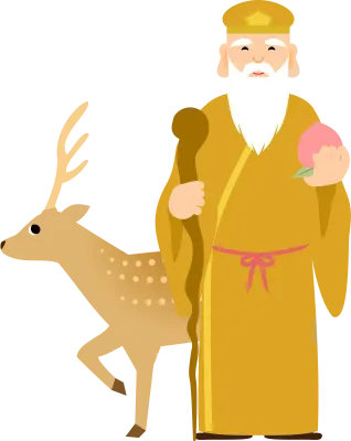 Cute and simple illustration of seven gods of good fortune Jurojin