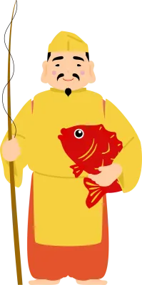 Cute and simple illustration of seven gods of good fortune Ebisu