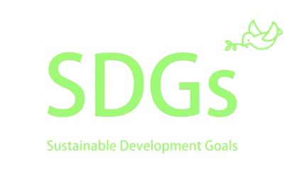 The SDGs logo, a dove holding an olive leaf and the letters SDGs