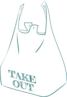 Illustration of takeaway, bento in a bag for takeaway