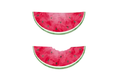 Watermelon large cut size, 2 slices, transparent watercolor style