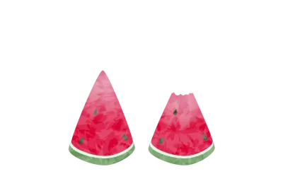 Watermelon small cut size, 2 slices, transparent watercolor style