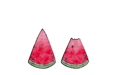 Watermelon small cut size, 2 slices, transparent watercolor style