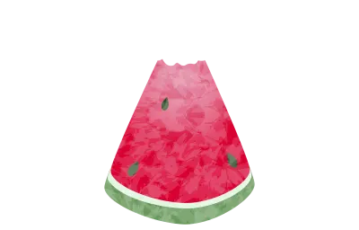 Watermelon small cut size, eating a bite, transparent watercolor style