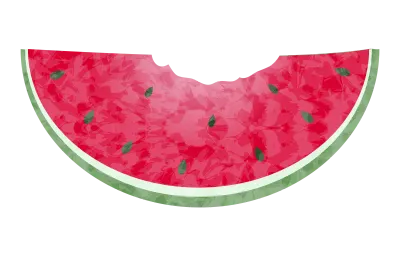 Watermelon Large cut size, eating a bite, transparent watercolor style