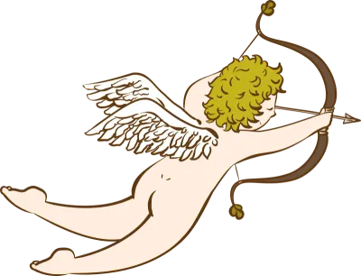 Illustration of a cupid shooting an arrow of love antique style