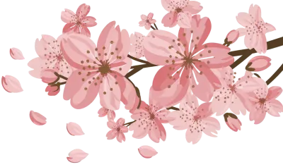 벚꽃이 흩날리는 일러스트 드로잉