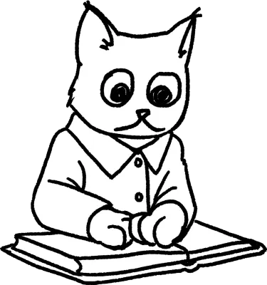 책보는 고양이 캐릭터_흰배경