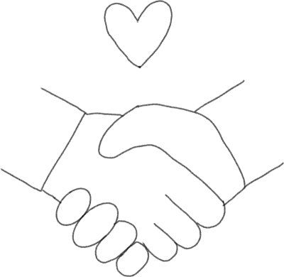 악수하는 모습과 하트