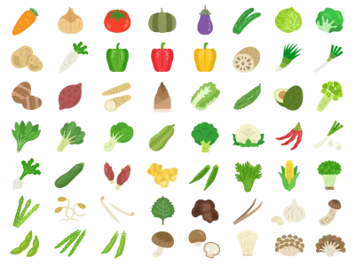 いろいろな野菜アイコンのイラストセット