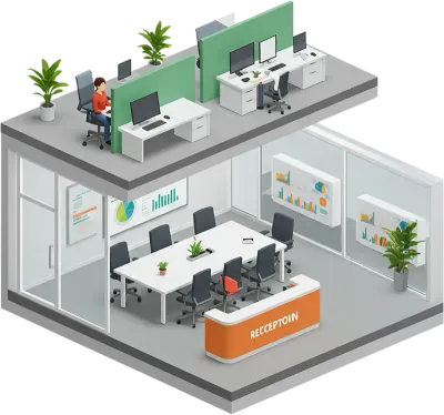 Graphiques de bureau isométriques 3D