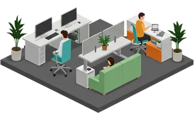 Graphiques de bureau isométriques 3D