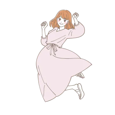 ジャンプしているワンピースの女性のイラスト