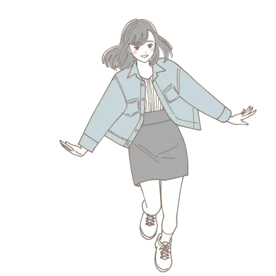 ジャンプしているミニスカートの女性