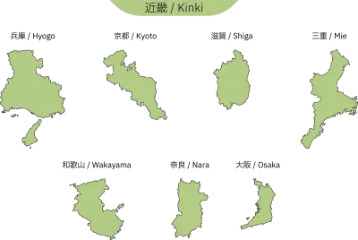 Map of Kinki region (line drawing)