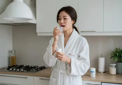 아침에 물 마시는 사람