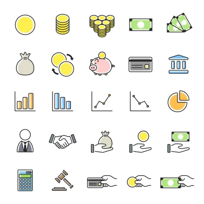 金融アイコンのイラストセット