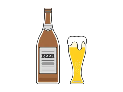 ビール瓶とグラスのイラスト