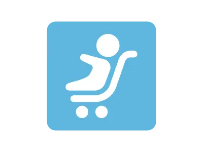 ベビーカーに乗った赤ちゃんのアイコン