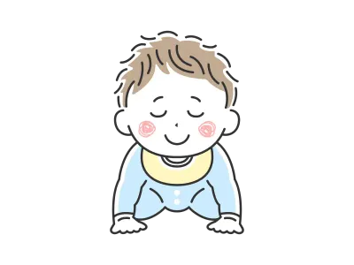 ハイハイをしているご機嫌な赤ちゃんのイラスト