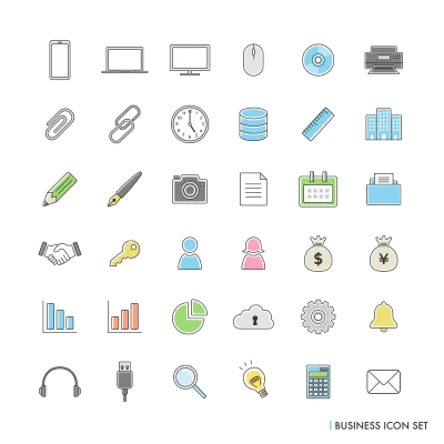 シンプルなビジネスアイコンのセット