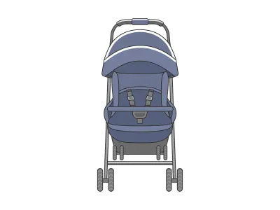 正面から見たベビーカーのイラスト