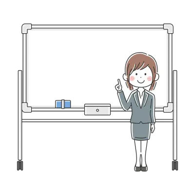 ホワイトボードで説明するビジネスウーマンのイラスト