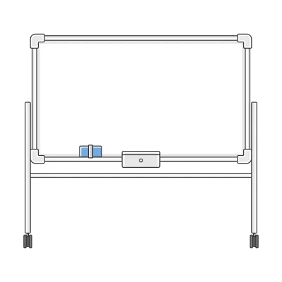 キャスター付きのホワイトボードのイラスト