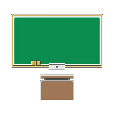 学校の黒板と教壇のイラスト
