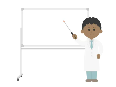 ホワイトボードで解説する医師のイラスト