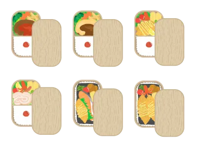 日本の弁当のイラストセット