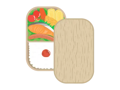 鮭の弁当のイラスト