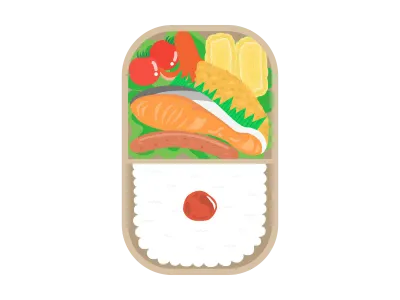 鮭の弁当のイラスト