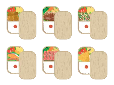 日本の弁当のイラストセット