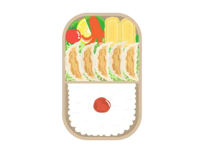 餃子弁当のイラスト