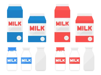 牛乳のイラストセット