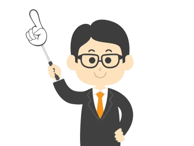 指し棒で解説する男性のイラスト