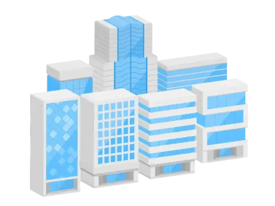 ビル群の立体アイコンイラスト