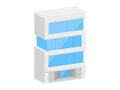 オフィスビルの立体アイコンイラスト