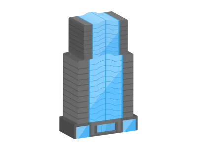 オフィスビルの立体アイコンイラスト