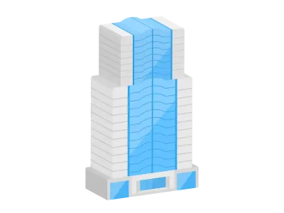 オフィスビルの立体アイコンイラスト