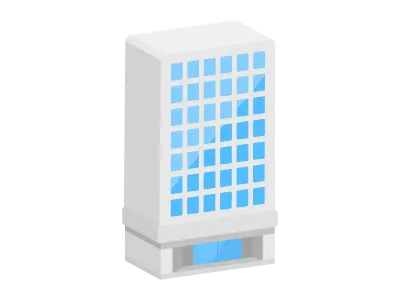 オフィスビルの立体アイコンイラスト